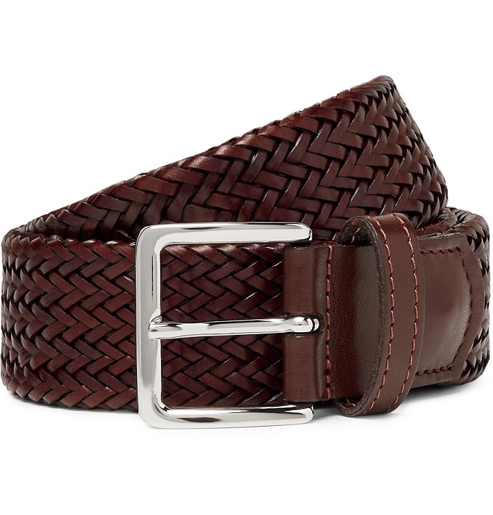 Photo: Mr P. - 3.5cm Brown Alonso Woven Leather Belt - Brown