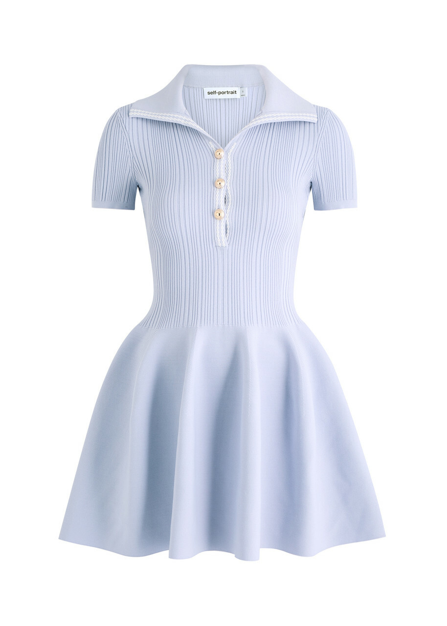 Self-portrait Ribbed Stretch-knit Mini Dress Lilac