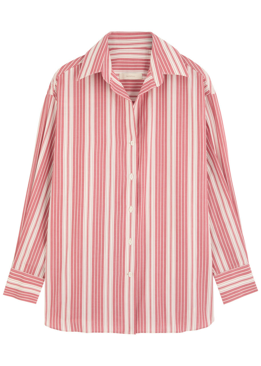 Faithfull The Brand Capri Striped Cotton-poplin Shirt Red And White