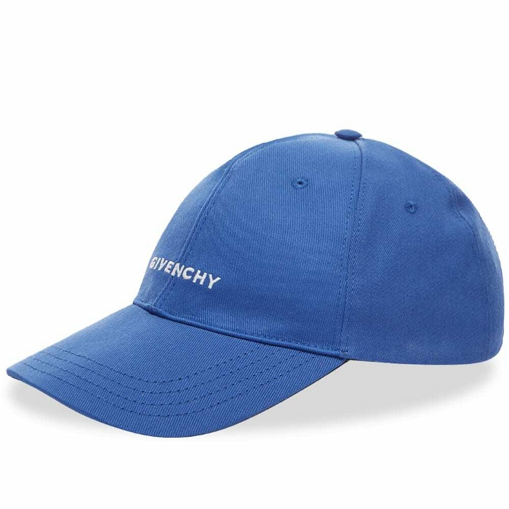 Photo: Givenchy Men's Embroidered Logo Cap in Ocean Blue