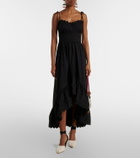 Juliet Dunn Asymmetric embroidered cotton midi dress