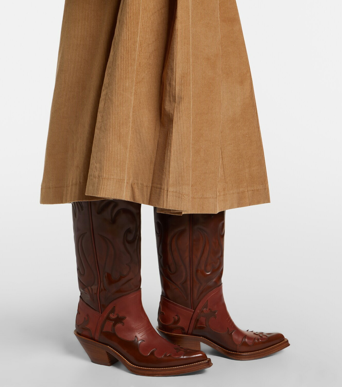 Gabriela Hearst Wesley pleated cotton corduroy midi skirt
