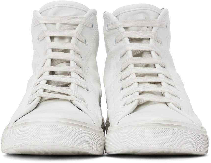 Saint Laurent White Leather Malibu Mid-Top Sneakers Saint
