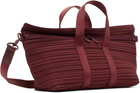 PLEATS PLEASE ISSEY MIYAKE Burgundy Pleats Boston Bag