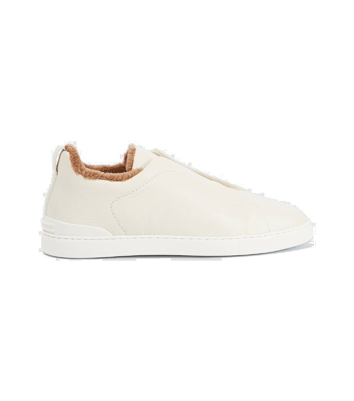 Photo: Zegna Triple Stitch shearling-lined leather sneakers