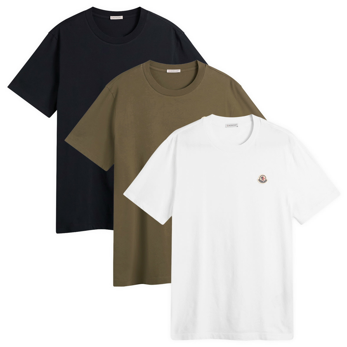 Moncler Men's Short Sleeve 3 Pack Cotton T-Shirts in Multi Moncler