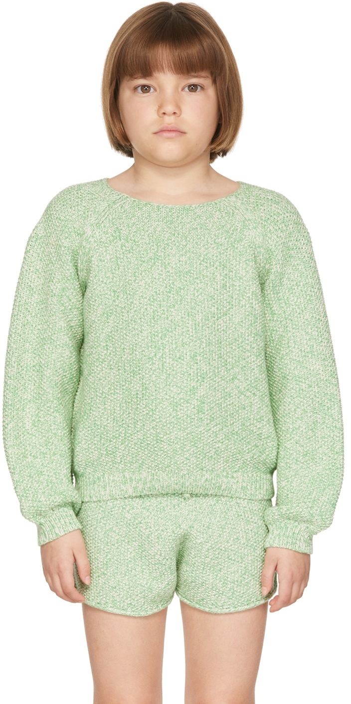 Misha & Puff Kids Green & Off-White Campfire Sweater