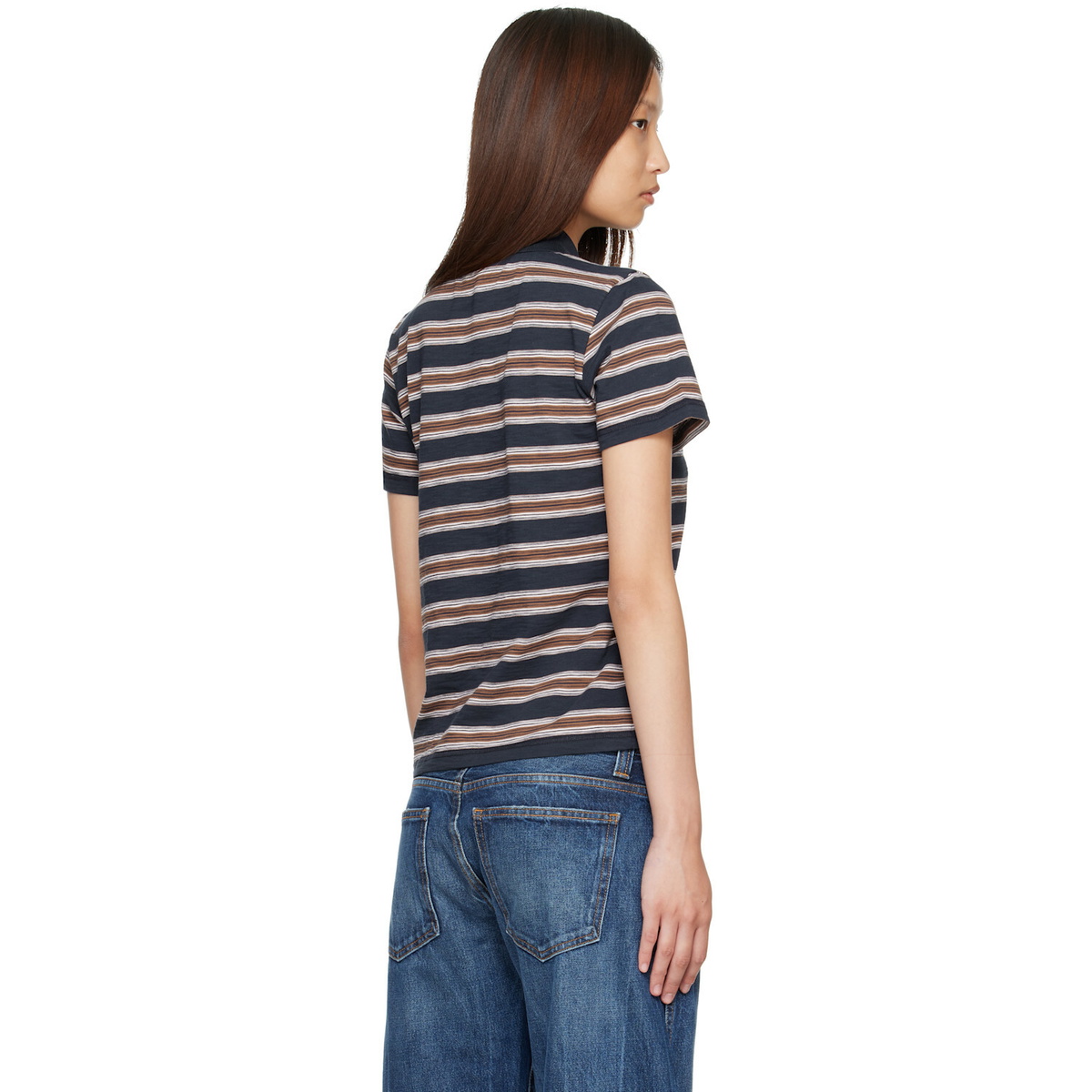 Moncler Navy Striped Cotton Polo