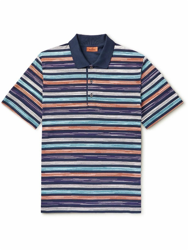 Photo: Missoni - Space-Dyed Striped Cotton Polo Shirt - Blue