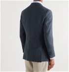 Beams F - Slim-Fit Unstructured Prince of Wales Checked Wool, Cotton and Linen-Blend Blazer - Blue