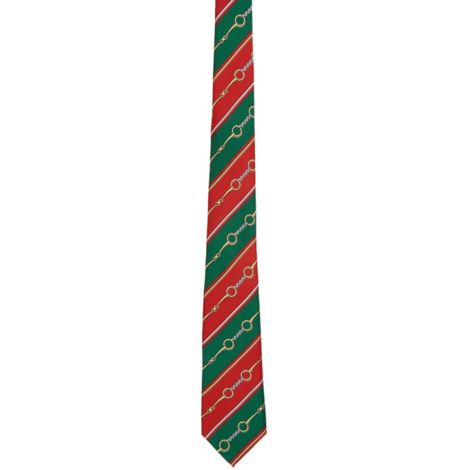 Photo: Gucci Green and Red Silk Chain Tie