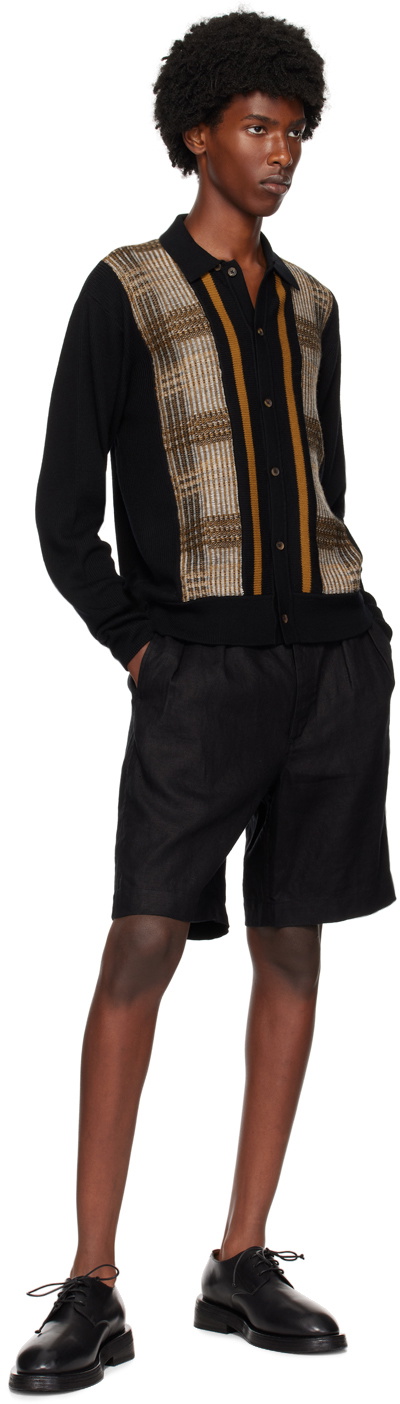 King & Tuckfield Black & Brown Merino Wool Cardigan