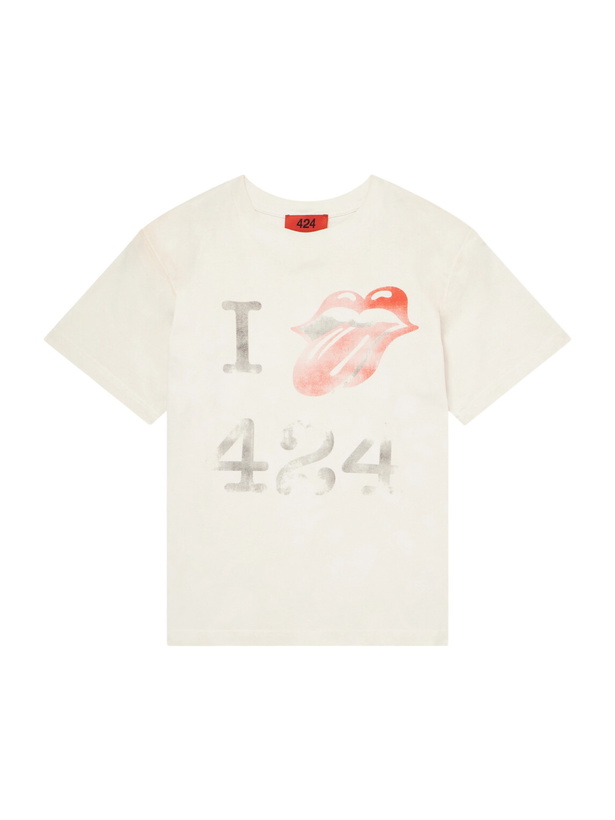 Photo: 424 - I Love 424 Printed Cotton-Jersey T-Shirt - Neutrals