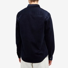 AMI Paris Men's Corduroy Tonal Heart Button Down Shirt in Navy Blue