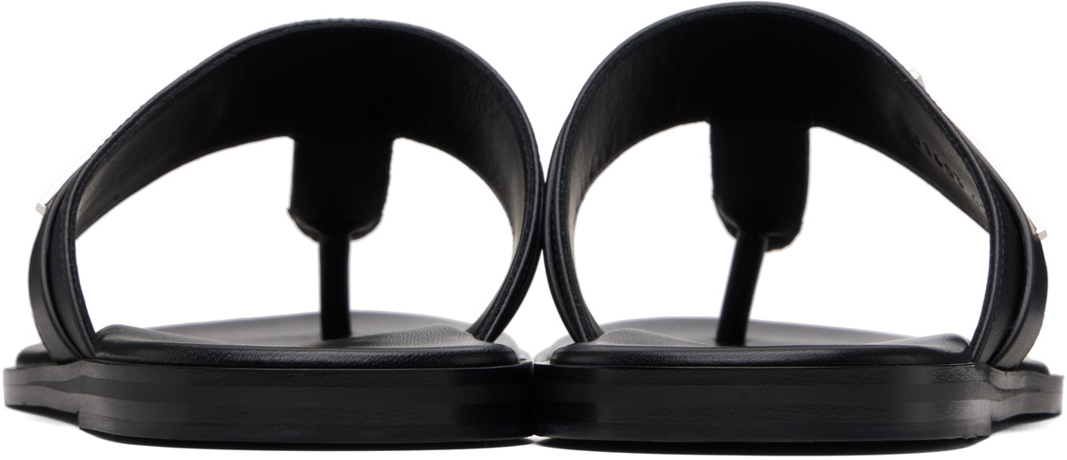 TOM FORD Black Smooth Leather T-Sandals