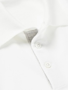 Brunello Cucinelli - Logo-Print Cotton-Piqué Polo Shirt - White