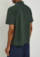 Ymc Malick Textured Stretch-cotton Shirt Dark Green