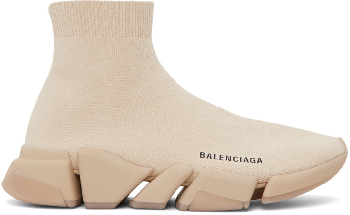 Photo: Balenciaga Beige Speed 2.0 Sneakers