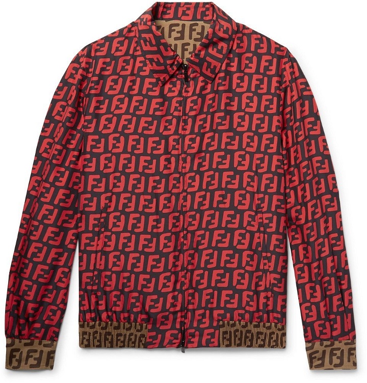 Photo: Fendi - Reversible Logo-Print Silk Blouson Jacket - Red
