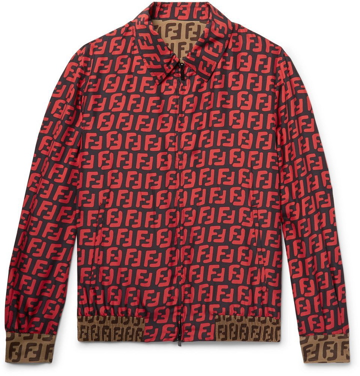 Photo: Fendi - Reversible Logo-Print Silk Blouson Jacket - Red