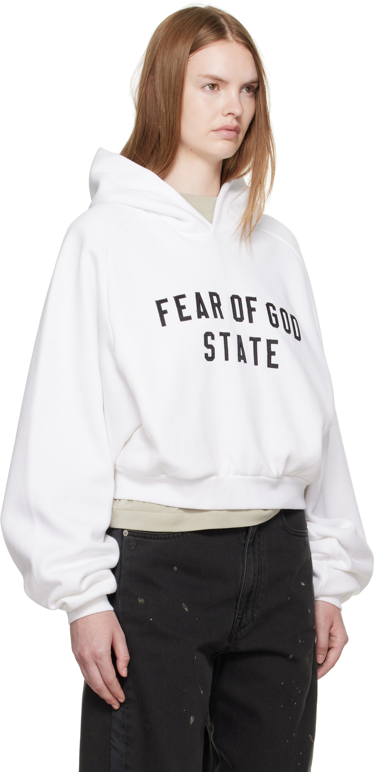 Fear of God ESSENTIALS White Fleece Raglan Hoodie