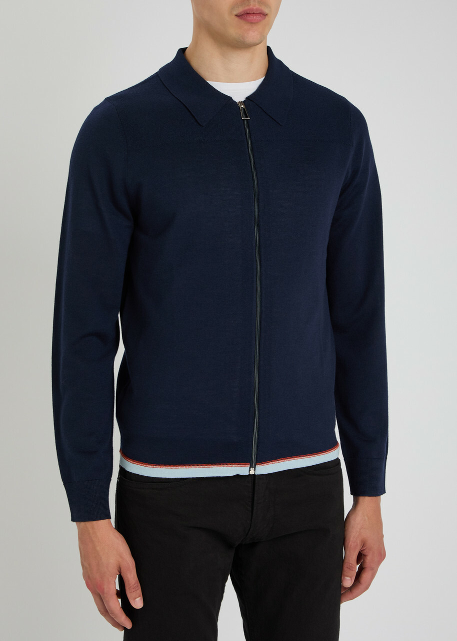 PS Paul Smith Panelled Wool Jumper Navy