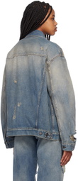 Acne Studios Blue Distressed Denim Jacket