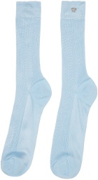 Versace Blue Ribbed Knit Socks