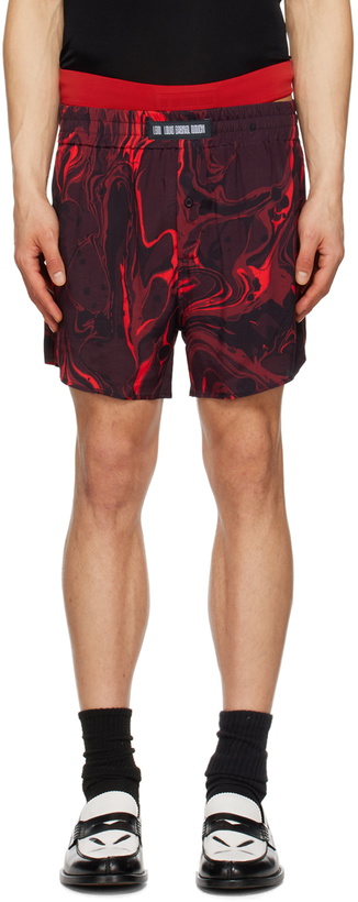 Photo: LGN Louis Gabriel Nouchi Red Graphic Pyjama Shorts