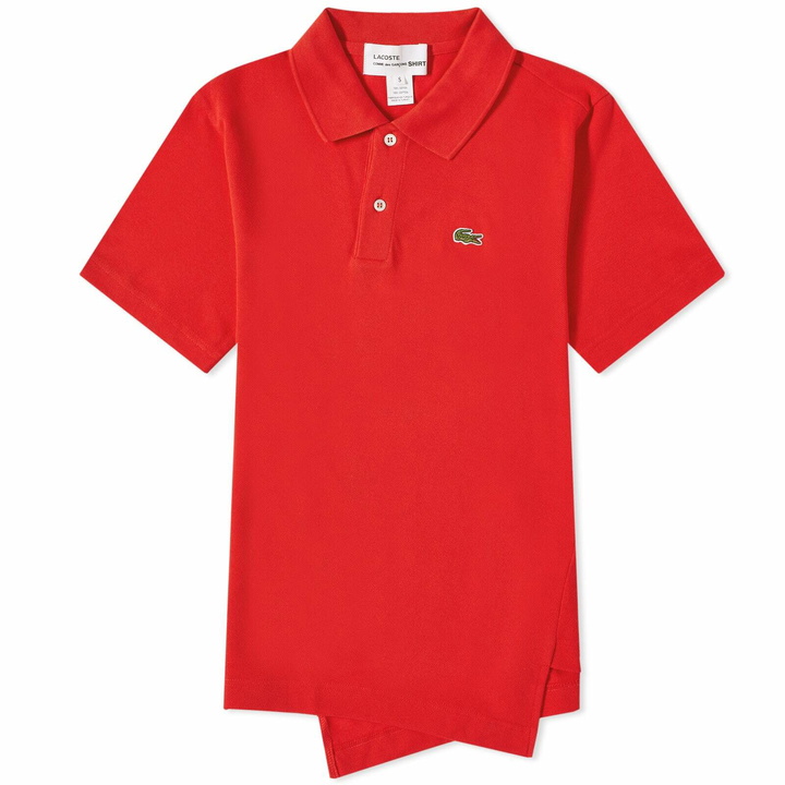 Photo: Comme des Garçons SHIRT Men's x Lacoste Asymmetric Polo Shirt in Red