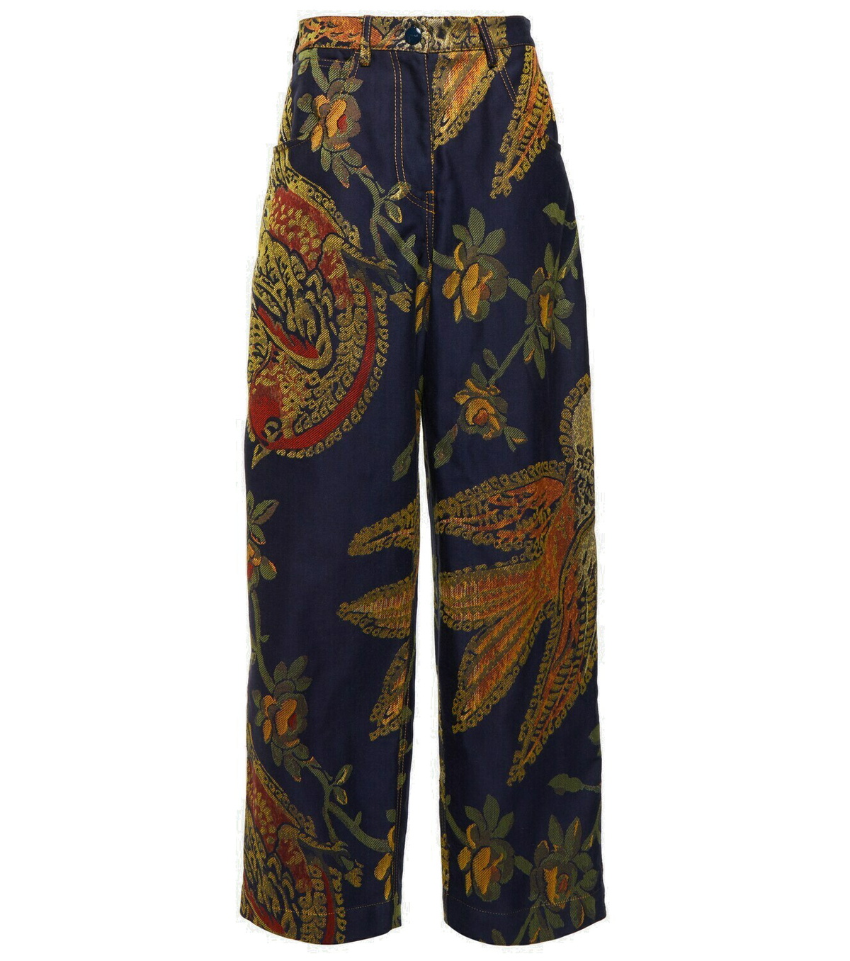 Etro - Jacquard high-rise wide-leg jeans Etro