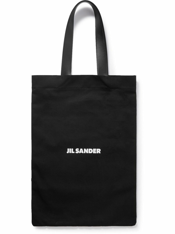 Photo: Jil Sander - Large Leather-Trimmed Logo-Print Canvas Tote Bag