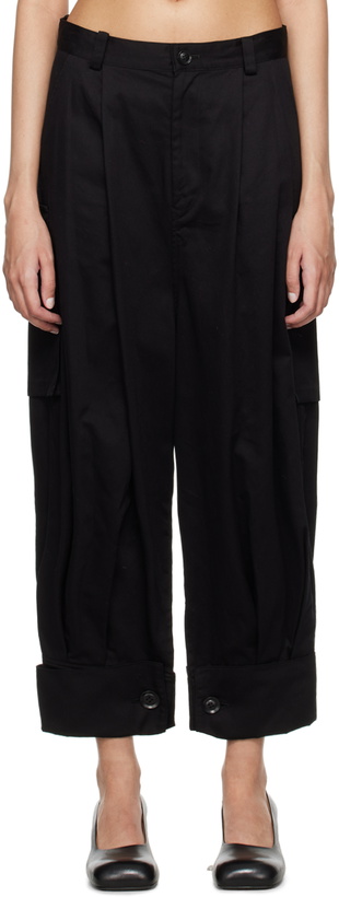 Photo: Y's Black Bellows Pocket Trousers