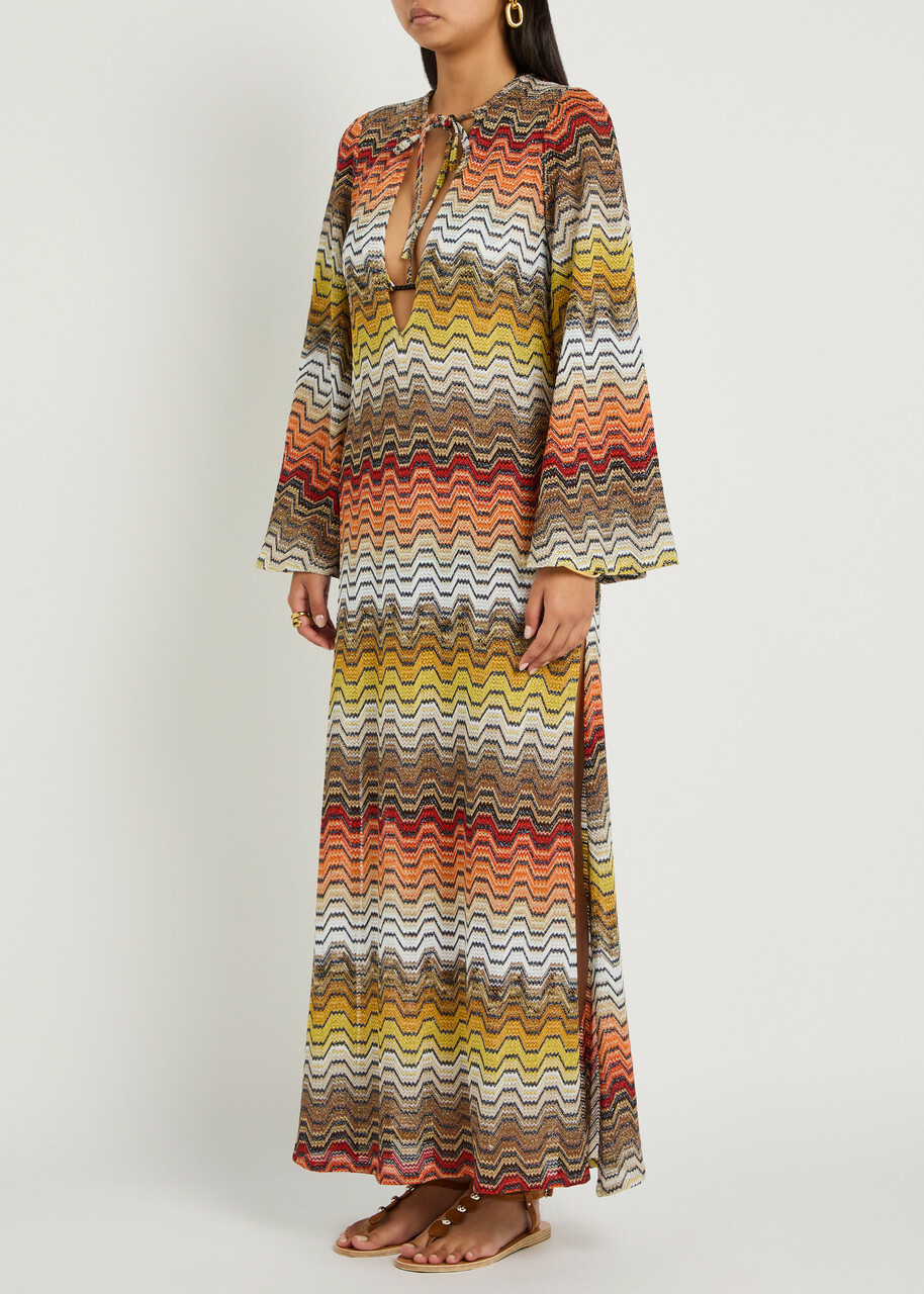 Missoni Zigzag Metallic-knit Maxi Cover-up Dress Black