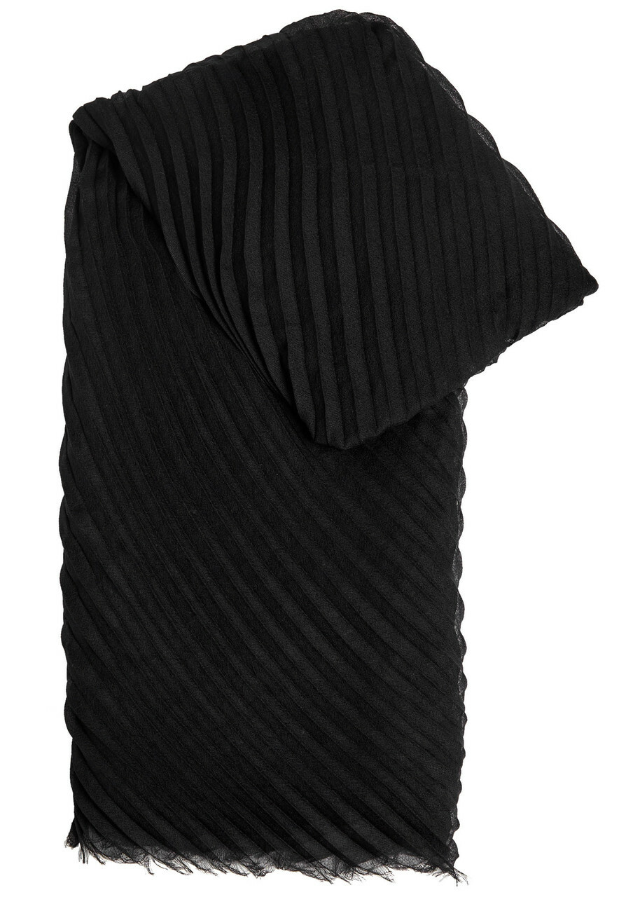 Issey Miyake Pleated Fine-knit Scarf - Black - One Size
