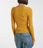Saint Laurent Ribbed-knit silk top