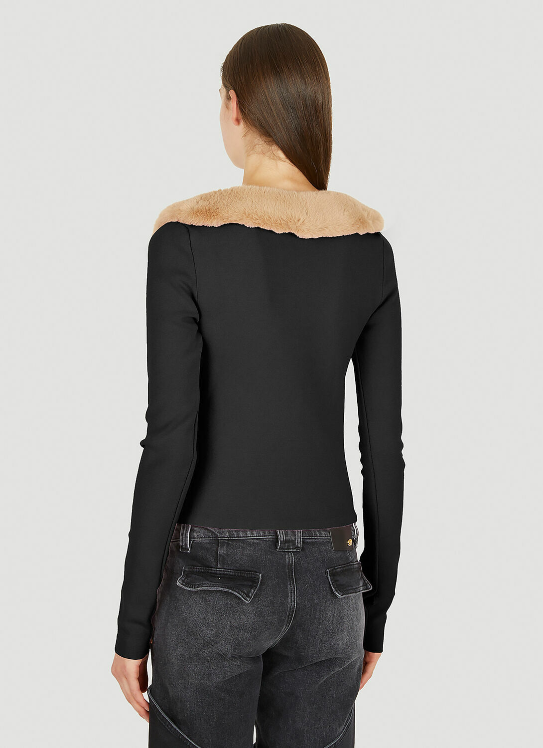 Blumarine Faux Fur Trim Cardigan