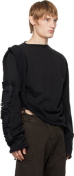 Ottolinger Black Distressed Drape Crewneck Sweater