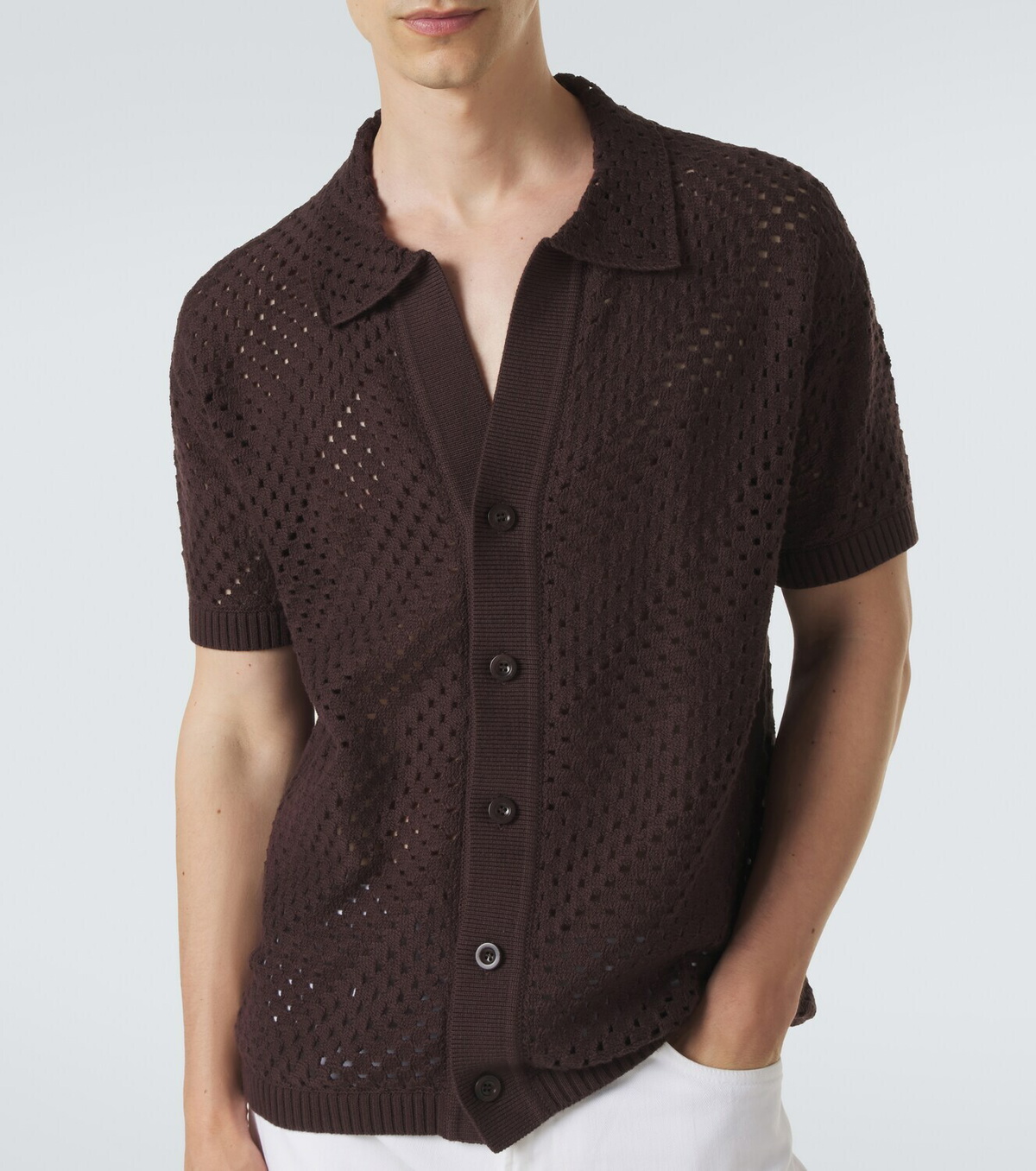 Frescobol Carioca Pinto crochet cotton shirt
