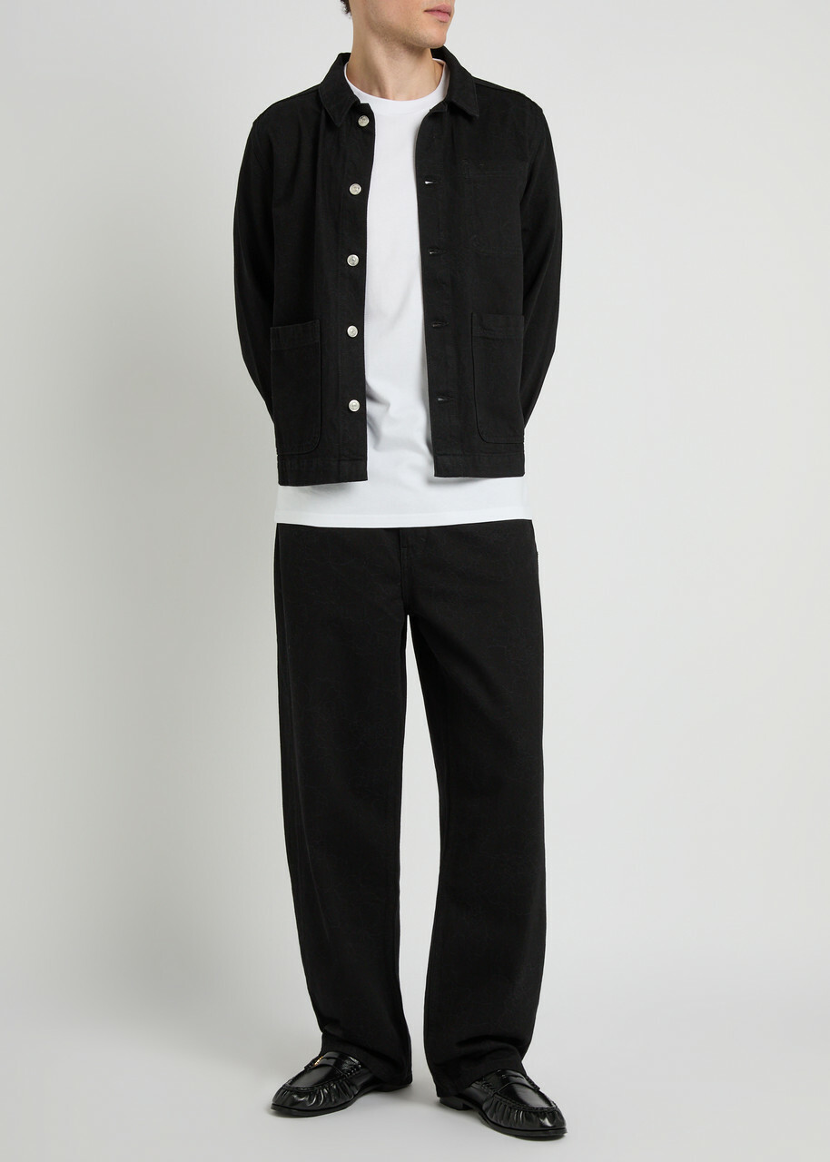 Les Deux Roi Floral Straight-leg Print Denim Jeans Black