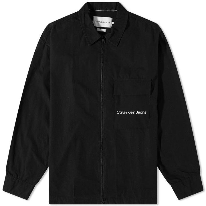 Photo: Calvin Klein Men's Mix Media Overshirt in Black