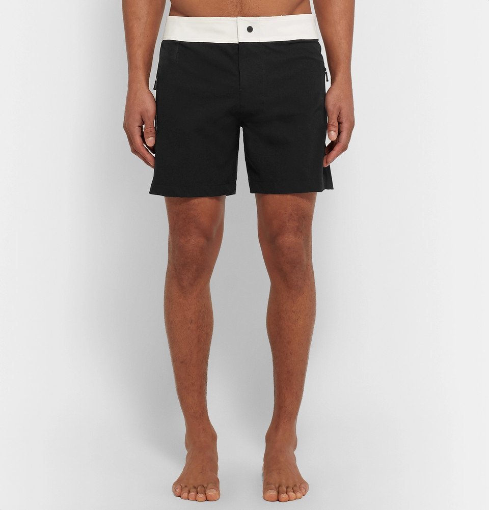 Everest Isles - Draupner Two-Tone Mid-Length Swim Shorts - Black