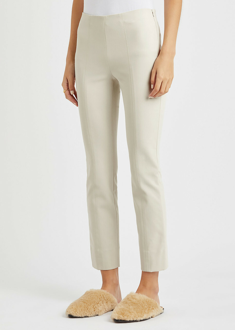 Vince Slim-leg Stretch-jersey Trousers Off White