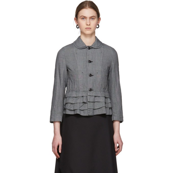 Tricot Comme des Garcons Black and Grey Linen Check Jacket Tricot