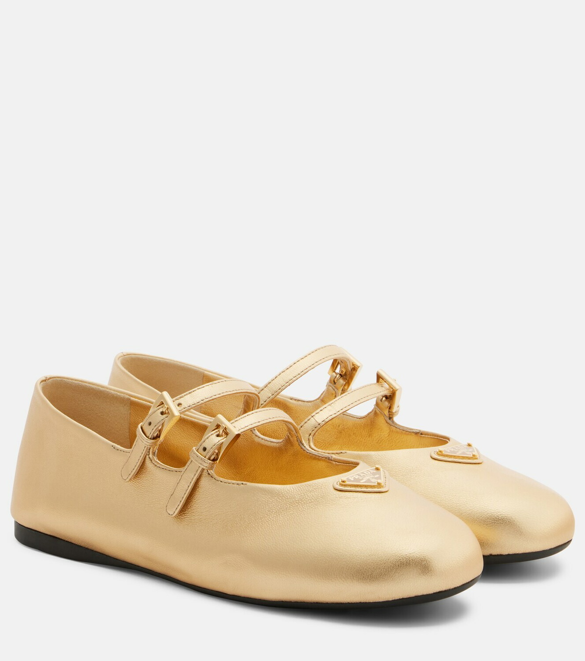 Prada Metallic leather Mary Jane flats Prada