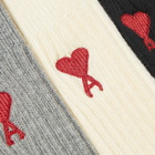 AMI Paris Men's A Heart Sock - 3 Pack in White/Grey/Black