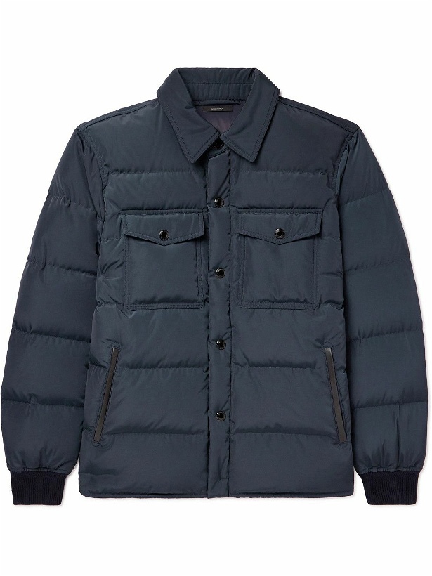 Photo: TOM FORD - Leather-Trimmed Quilted Shell Down Shirt Jacket - Blue