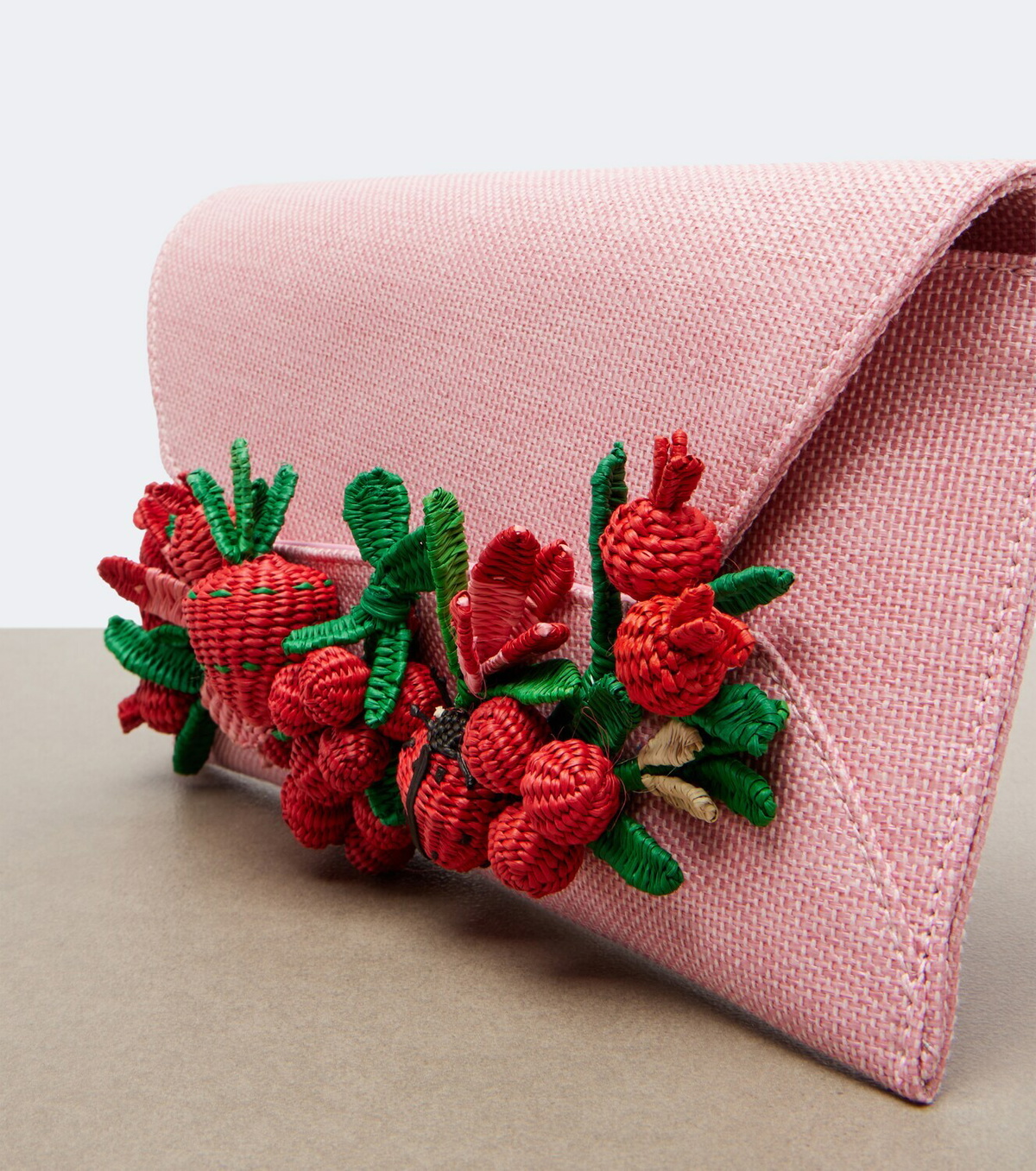 Aquazzura Botanica appliqué raffia clutch