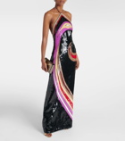 Pucci Sequined printed halterneck gown