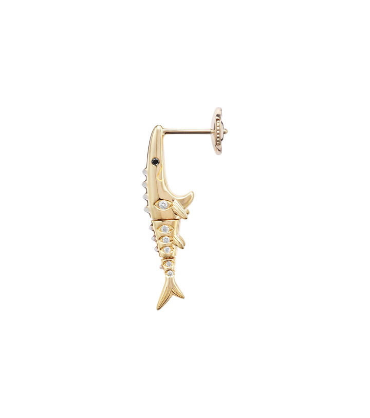 Photo: Yvonne Léon Marlin Pm 9kt gold single earring with diamonds
